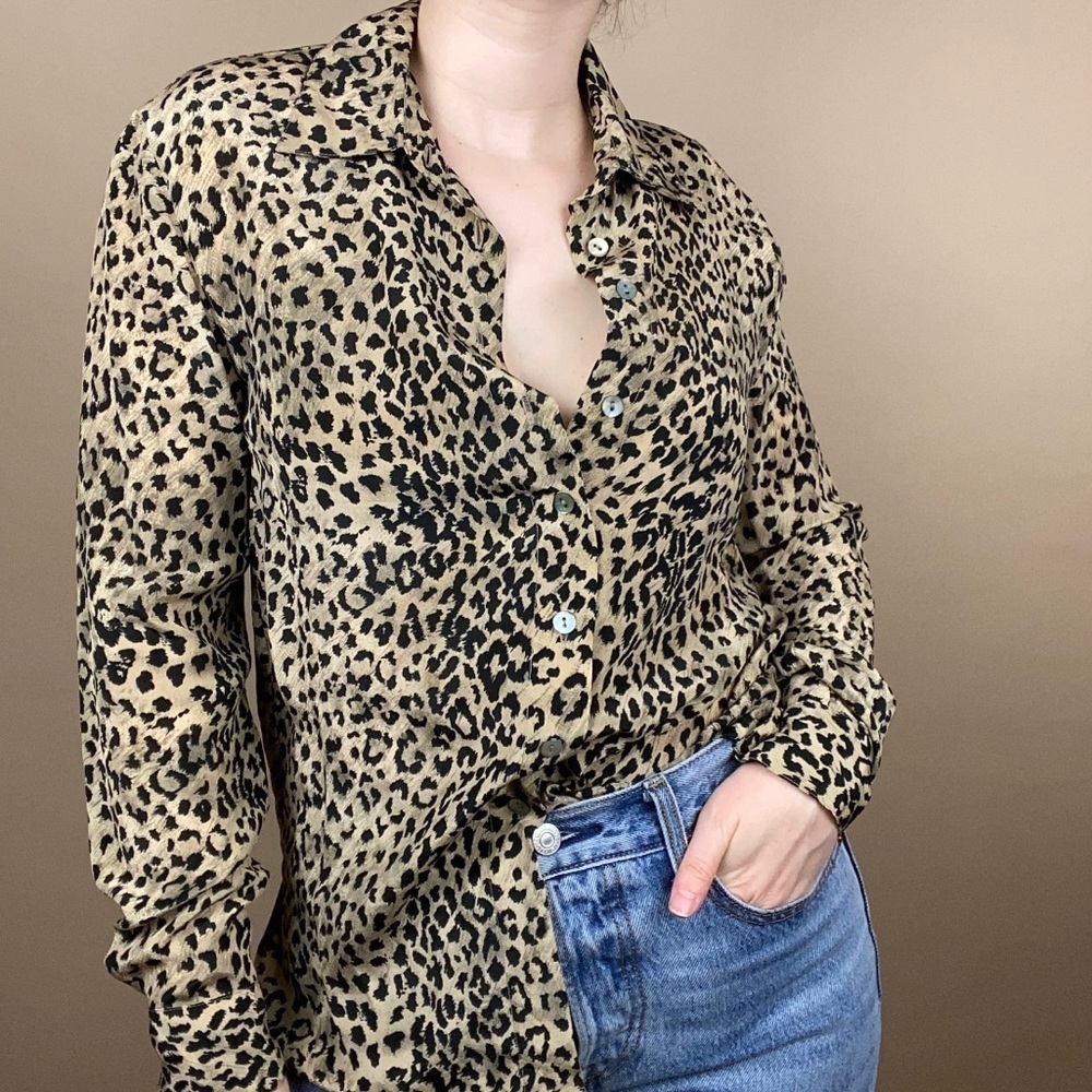 Vintage Leopard Print Button Down Shirt